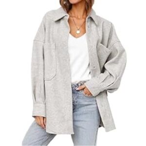 Grey Fleece Button Up Lightweight Jacket Size S